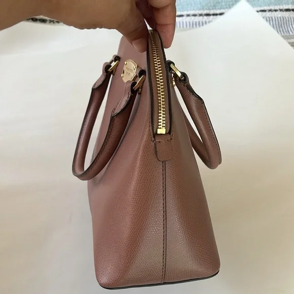 Michael Kors Dusty Rose Gold accents Leather Satchel Crossbody Bag - Picture 8 of 13